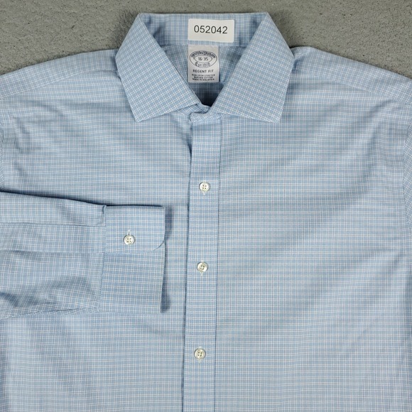 Brooks Brothers Other - Brooks Brothers Shirt Mens Size 16 Blue Check Dress Button Up Long Sleeve
